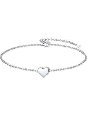 Tiny Heart-Silver Sterling Silver Dainty Link Chain Bracelet